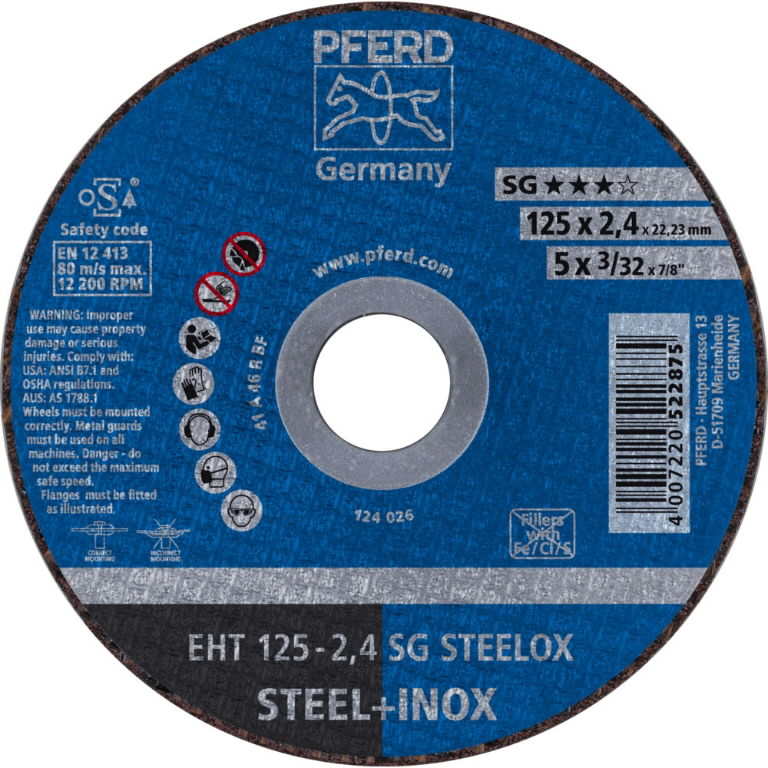 Pjovimo diskas SG STEELOX 125x2,4/22,23mm, Pferd