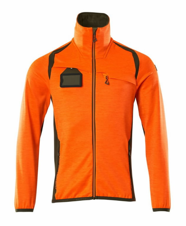 Fleece jumper with zipper Accelerate Safe, orange/moss green L