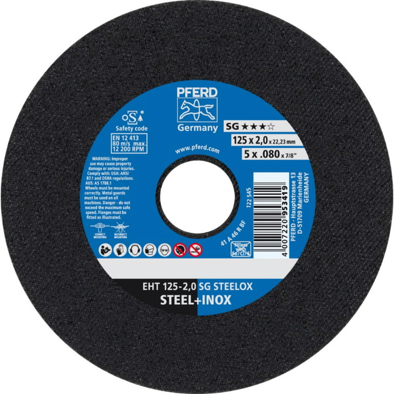 Cut-off wheel SG Steelox 125x2mm, Pferd