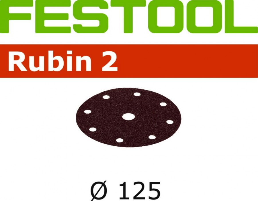 Шлифовальный диск на липучке Velcro Rubin 2 90 отверстий 50шт 125mm P80, FESTOOL 2.