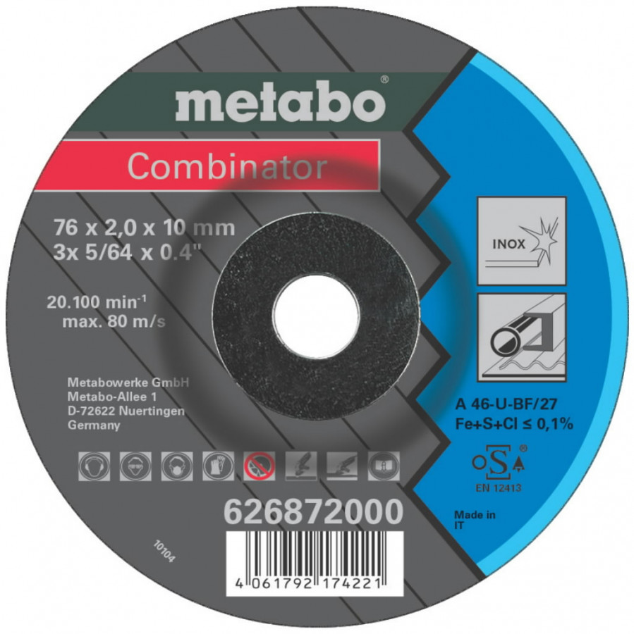 Pjovimo ir šlifavimo diskas plienui Combinator 3 vnt. 76x2,5/10mm