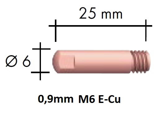 Kontaktinis antgalis E-Cu M6x25x6 0,9mm 1