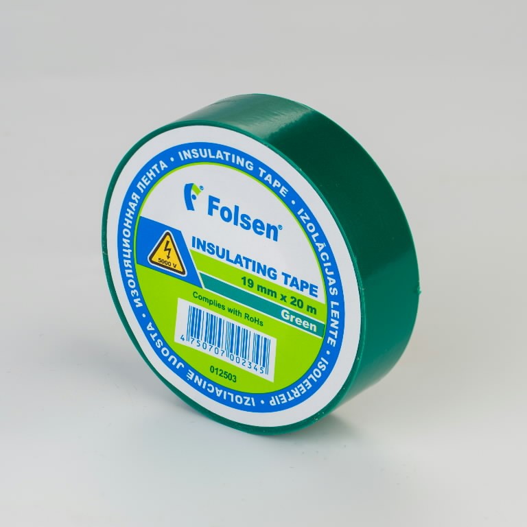 Izolācijas lente zaļa 19mmx20m, Folsen