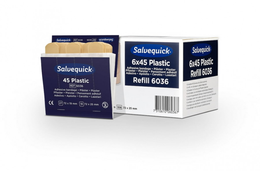 Salvequick plaster strips textile refill pack, 6 x 40 pcs.