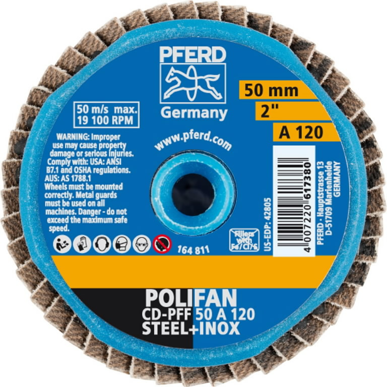 Flap disc MiniPOLIFAN CD 50mm P120 PFF, Pferd Flap discs for griding