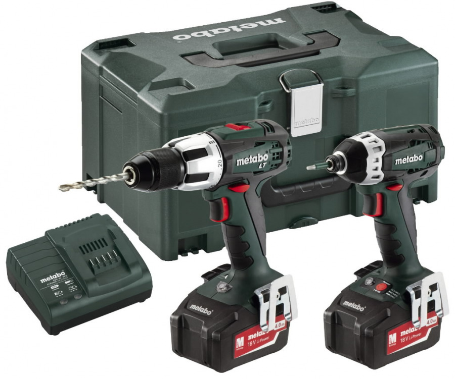 18V Combo set Drill SB 18 LT Screwdriver SSD 4 0Ah Metabo