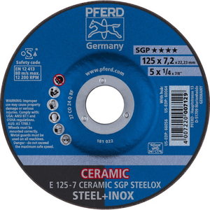 Шлифовальный диск 125x7,2mm CO24 Q SG Керамическое зерно, Pferd, PFERD