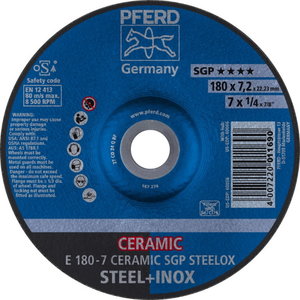 Šlifavimo diskas 180x7,2mm SGP Ceramic STEELOX, Pferd