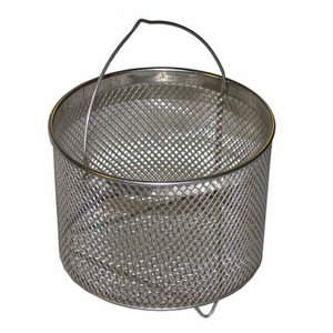 Round basket for small metal parts, stainless steel 