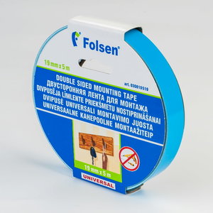 Double-sided tape, white 19mmx5 mx1,1 mm, Folsen