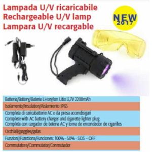 Uzlādējama UV lampa ar aizsargbrillēm 