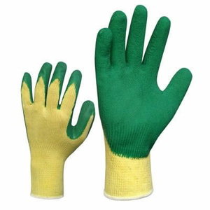 Gloves, green woven with structurizes latex, 10