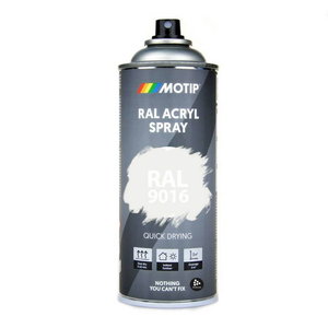 Purškiami dažai MOTIP RAL 9016 balti blizgūs 400ml