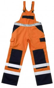 Рабочие брюки с лямками Barras, оранжевые/синие, 82C48, MASCOT
