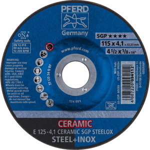 Slīpdisks SGP Ceramic STEELOX 125x4,1mm, Pferd