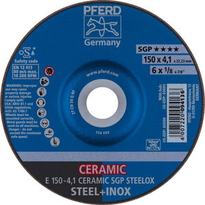 Šlifavimo diskas 150x4,1mm SGP Ceramic STEELOX, Pferd