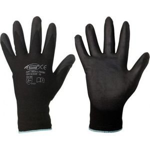 Polyester gloves coated with black polyurethane 7