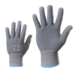 Gloves, woven,  PVC dots on palm side, cotton/Spandex 7, KTR