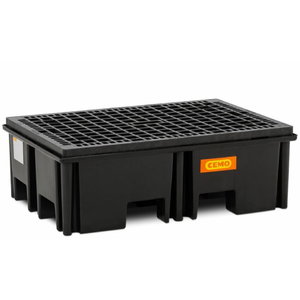 PE pallet sumps 120 x 80, 220 l with PE grating, Cemo