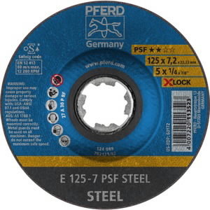 Slīpēšanas disks PSF Steel 125x7,2mm X-LOCK, Pferd