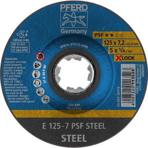 Šlifavimo diskas 125x7,2mm PSF Steel X-LOCK, Pferd