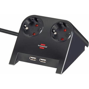 Desktop-Power-Plus with USB-2.0-Hub 2-way socket, Brennenstuhl