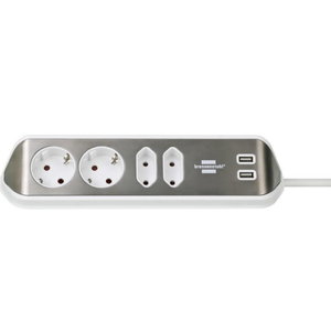 Desktop-Power-Plus with USB-2.0-Hub 4-way socket, white, Brennenstuhl