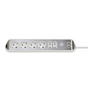 Desktop-Power-Plus with USB-2.0-Hub 6-way socket, white, Brennenstuhl