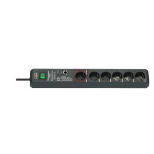 Extension socket 6-way black/light grey 3m  H05VV-F 3G1,5, Brennenstuhl