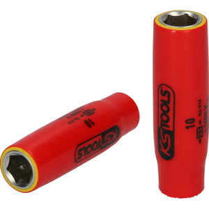 1/4" socket with protective insulation, 10mm, long