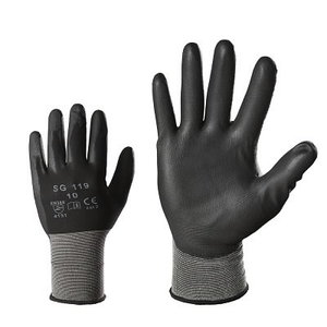 Product image of: Gloves nylon, PU palm, black 11