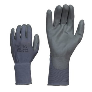 Nylon Gloves PU palm coat, grey 6, KTR
