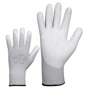 Tekstila darba cimdi, antistatiski, neilona, ESD, PU pirkstu daļa, 10