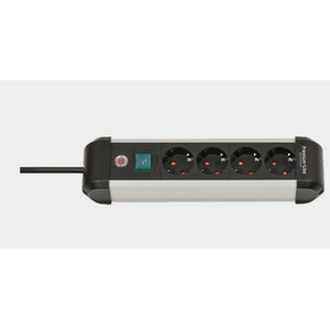 Extension socket 1,8m 4-way H05VV-F 3G1,5 silver/black, Brennenstuhl