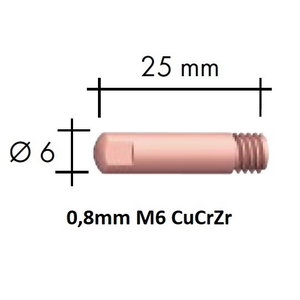Kontaktinis antgalis CuCrZr M6x25x6 0,8mm