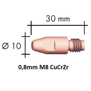 Kontaktinis antgalis CuCrZr M8x30x10 0,8mm, Binzel
