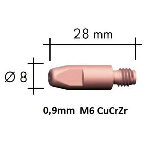 Kontaktsuudmik CuCrZr M6x28x8 - 0,9mm (=147.0172), Binzel