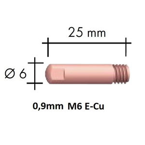 Kontaktsuudmik E-Cu M6x25x6 - 0,9mm, Binzel