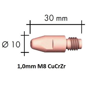 Contact tip CuCrZr M8x30x10 - 1,0mm, Binzel