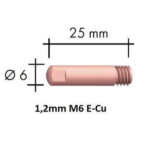 Kontaktsuudmik E-Cu M6x25x6 - 1,2mm (B1527-12), Binzel