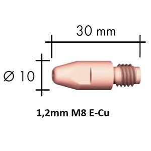 Kosketussuutin E-Cu M8x30x10 – 1,2 mm, Binzel