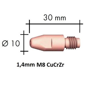 Kontaktinis antgalis CuCrZr M8x30x10 1,4mm, Binzel