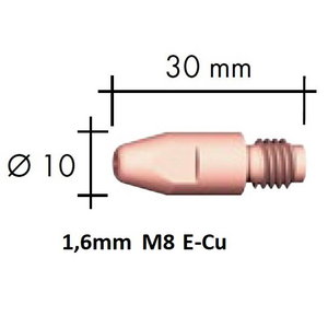 Kontaktinis antgalis E-Cu M8x30x10 1,6mm
