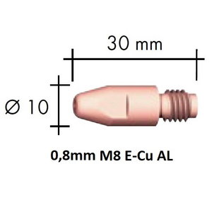 Kontaktinis antgalis E-Cu Al M8x30x10 0,8mm