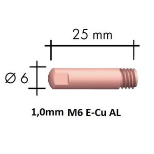 Kontaktinis antgalis E-Cu Al M6x25x6 1,0mm