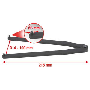 Adjustable pin wrench Ų 14-100 mm with 5,0 mm pin, KS Tools