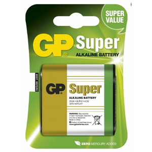 Baterijas 312A/3LR12, 4.5V, Super Alkaline, 1 gab., Gp