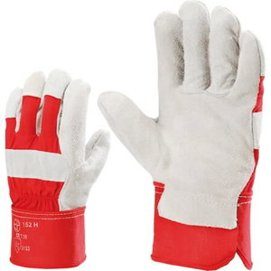 Gloves, cowhide leather, red cotton back, half lining, 10