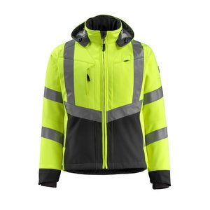 Softshell jakk kapuutsiga Blackpool kõrgnähtav CL3, kollane/, Mascot