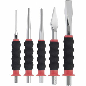 Kaltų ir išmušėjų komplektas, CrMo, 5 dalių, KS Tools